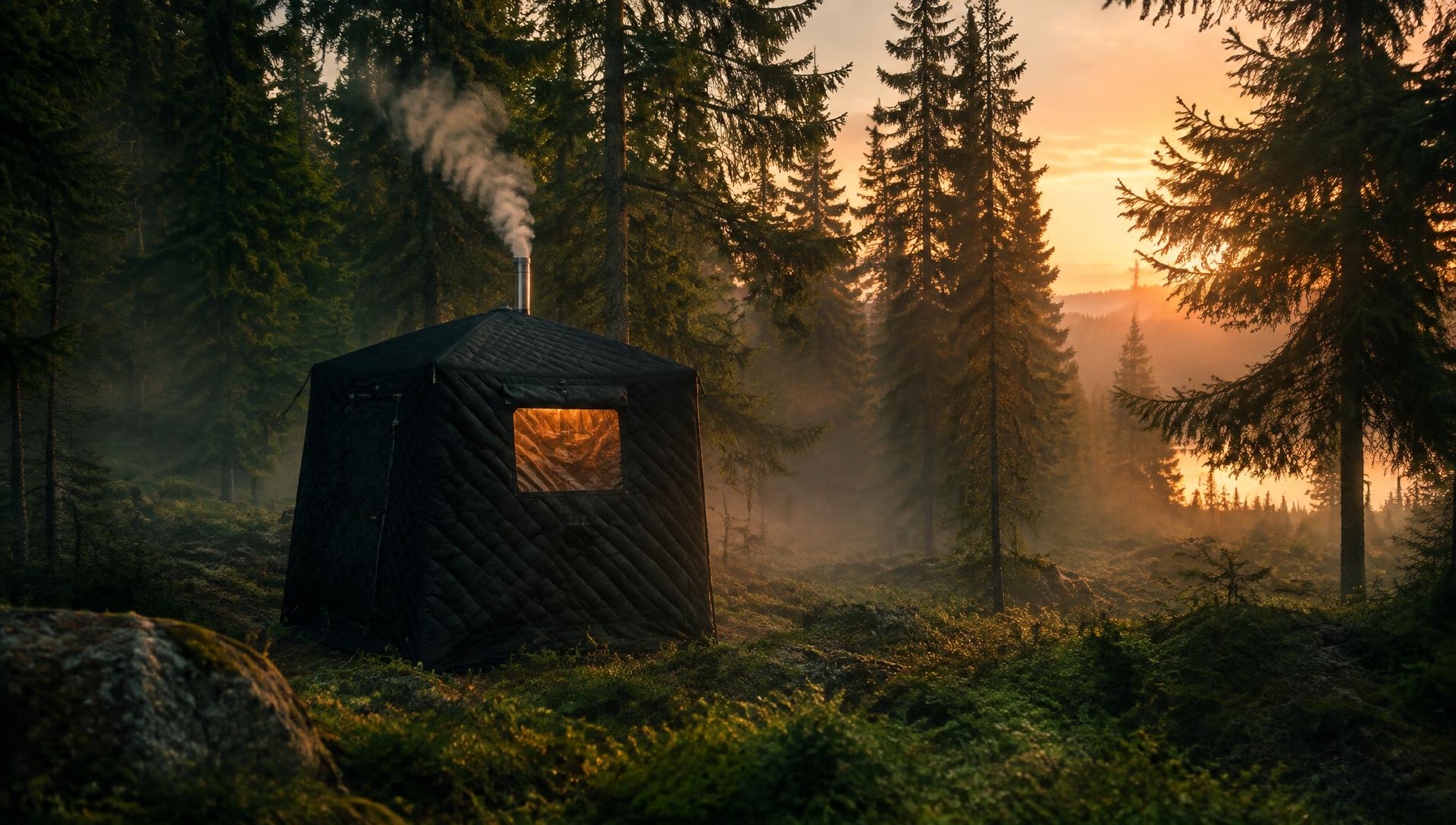 Mobilna sauna w lesie